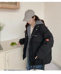 ダウンジャケット コート | フェイクレイヤードダウンジャケット 重ね着風ジャケット 中綿ジャケット アウター ダウン 防風 防寒 フード付き 秋冬コート ジップアップ レディース