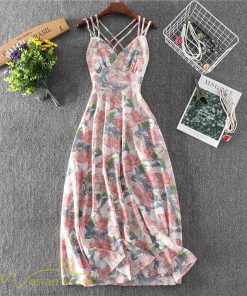 セール | ワンピース キャミソール ロング 花柄 フラワー キャミワンピ レディース ウエストゴム セクシーワンピ ハイウエスト 涼しい 2021夏新作 旅行 ビーチ プリント