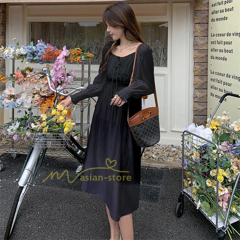 マキシ | ワンピース レディース 夏 40代 きれいめ 膝丈ワンピース 長袖 ワンピ フリル ロング丈ワンピ オシャレ 着痩せ 新作 カジュアル 上品 エレガント お出かけ