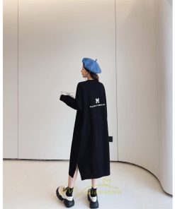 マキシ | スウェットワンピース ロングトレーナー ロングワンピース スウェット 裾スリット ゆったり 体型カバー 大きいサイズ 大人 秋冬 かわいい 20代30代 50代