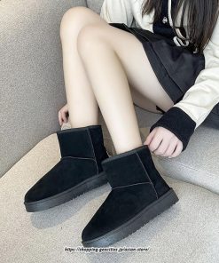 ブーツ | ムートンレディース ショートボア 防寒 暖かい 防風 裏起毛 軽量 冬 雪 カジュアル スノー痛くない 歩きやすい ファー