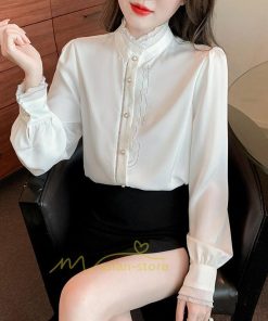 シャツ・ブラウス | ブラウス レディース きれいめ 40代 春秋新作 オシャレブラウス 白ネックシャツ 立ち襟 20代30代 通勤通学 カジュアル 夏物 お出かけ フォーマル 着痩せ 上品