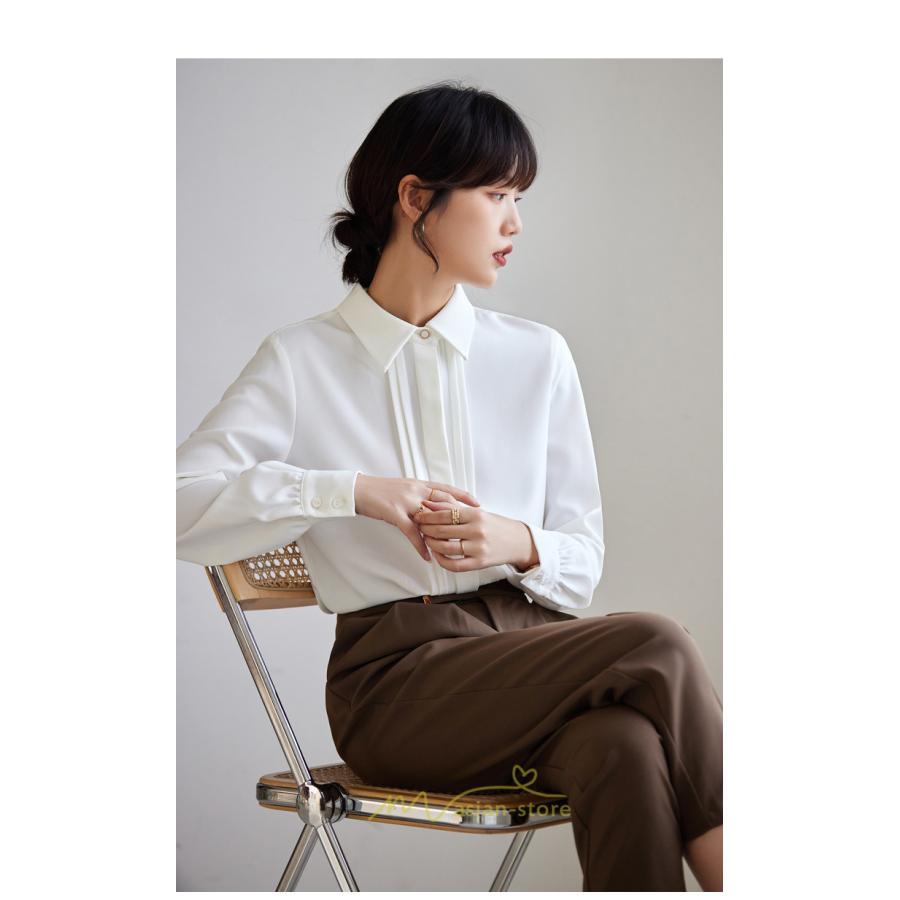 シャツ・ブラウス | ブラウス レディース 長袖 50代 白 シャツ ゆったり トップス きれいめ フォーマル 上品 フェミニン 高品質 20代 30代 お出かけ シフォン 通勤 OL 40代