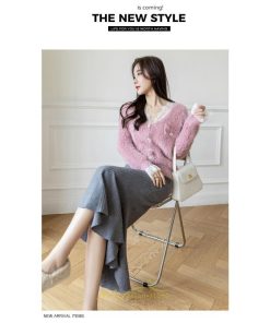 スカート | ニットレディース ボトムス ロング丈 ミモレ丈 ウエストゴム Aライン タイト マーメイド 楽チン 秋冬 韓国風 かわいい 着痩せ お出かけ デート