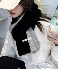 マフラー | ニット配色 レディース 秋冬