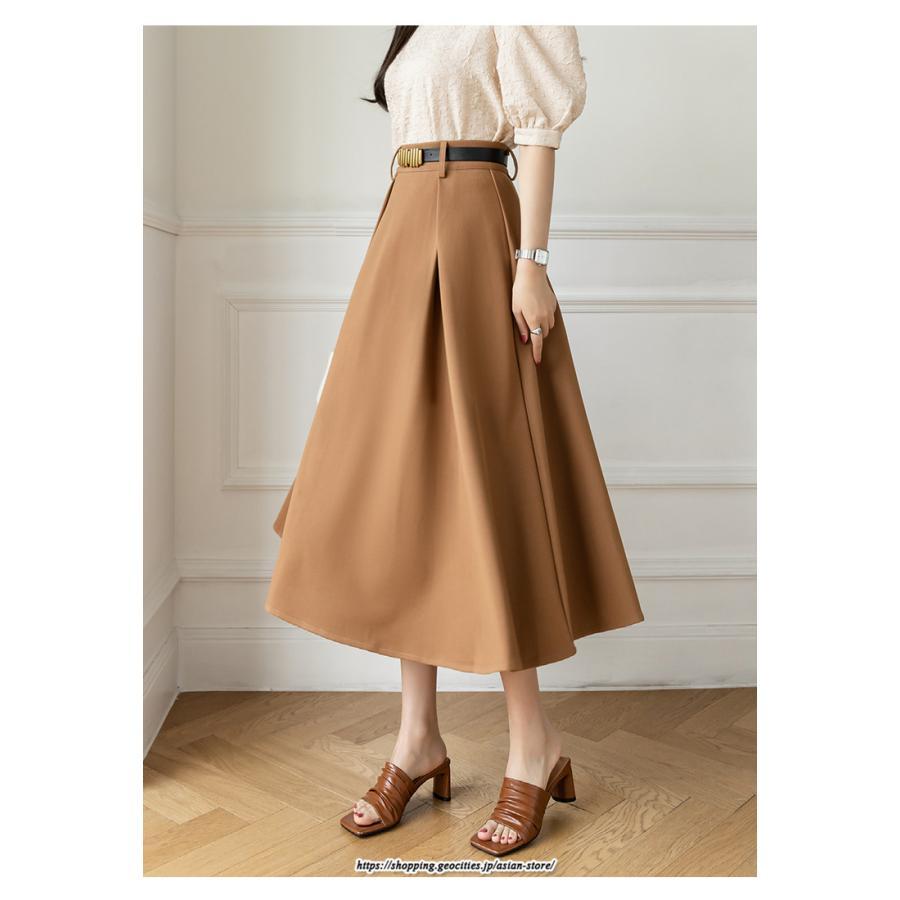 スカート | フレアロングロング丈 ミモレ丈 Aラインベルト付き 通勤 20代 30代 40代 50代 上品 コーデ 着痩せ 高見え 送料無料