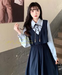 マキシ | ロングワンピース 秋物 レディース ミモレ丈 Aラインワンピース 切り替え フェイク レイヤード風 お呼ばれワンピース 30代40代 着やせ シャツカラー 重ね着風