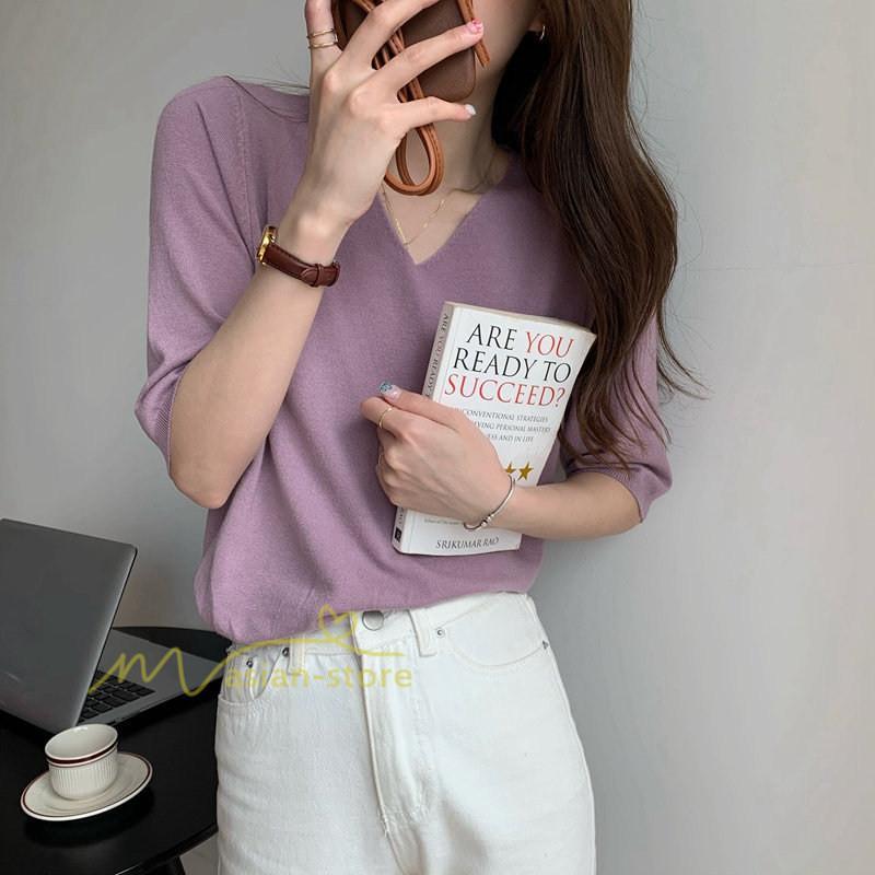 tシャツ・カットソー | Tシャツ レディース 半袖 トップス カジュアル Tシャツ 大きい ゆるTシャツ ゆるカットソー Vネック 20代30代40代50代 上品 上品 お出かけ 通勤通学 着回し