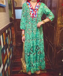 マキシ | ワンピース 個性的 ロングワンピース マキシワンピース エスニック 幾何学柄 リゾート ワンピ カジュアル 春夏 20代30代40代50代 ゆったり 大人 体型カバー