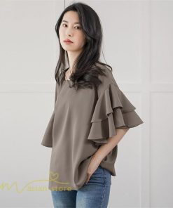 シャツ・ブラウス | ブラウス レディース  6色 きれいめ 40代 春秋 上品 無地 ブラウス 半袖 ゆったり オシャレ 韓国風 通勤 30代 50代 大人 カジュアル お出かけ 着痩せ 夏物