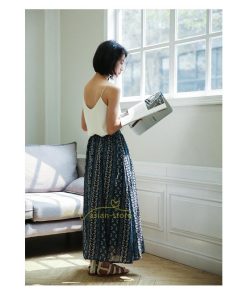 スカート | マキシロング ワイド フレア ゆったり バイカラー 春 夏 秋 冬 レディース 体系カバー Aライン プリーツシフォン 20代30代40代50代