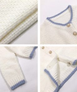 ニット・セーター | アウター Uネック パールボタン付き レディース 無地 ニットカーディガン 長袖 ショートニット ニットトップス