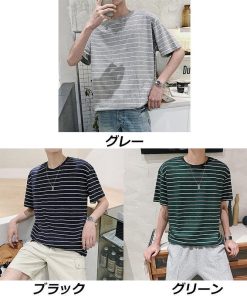 Tシャツ | カットソー メンズ 半袖 ボーダー メンズトップス 新作 夏服 サマークルーネック カジュアル 大きいサイズ 20代 40代 シンプル 30代
