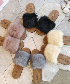 サンダル | ファーレディースミュール ぺたんこ スリッパ 韓国