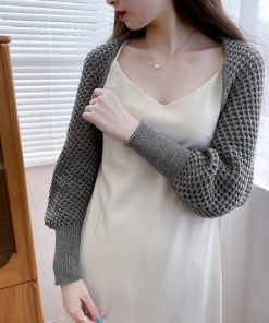 透かし編みトップス | ニットカーディガン レディース ショール