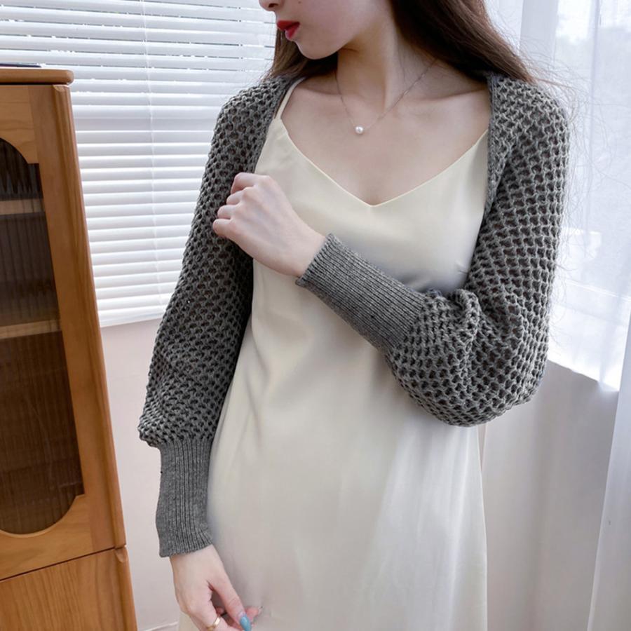 透かし編みトップス | ニットカーディガン レディース ショール