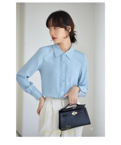 シャツ・ブラウス | ブラウス レディース 長袖 50代 白 シャツ ゆったり トップス きれいめ フォーマル 上品 フェミニン 青 高品質 40代 OL 通勤 フォーマル 20代 30代