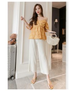 パンツ レギンス | マタニティワイドパンツ マタニティ服 プリーツパンツ ゆったり薄手 ボトムス 八分丈ズボン マタニティウェア 涼しい M L 柔らか アジャスター 3色 XXL XL