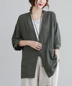 カーディガン | 羽織り レディース 秋服 ライトアウター Vネック 麻綿 無地 20代 30代 春 夏 秋 長袖 カジュアル 40代 50代 秋コーデ 秋かわいい