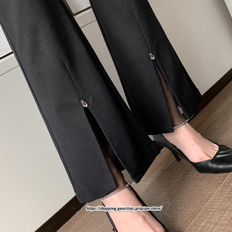 チノ・テーパード・ジョガー・スキニーパン | パンツ 秋 冬 レディース フレアパンツ ボトムス スリット スキニーパンツ 秋 冬 黒 無地 50代 40代 30代 大きいサイズ おしゃれ キレイめ 20代 送料無料 暖か