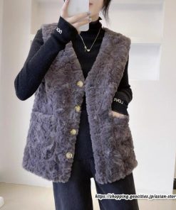 ベスト | ファーレディース 秋冬 アウター ジレ 羽織り 前開き ボタン カーディガン フェイクファー コーデ 袖なし ノーカラー ファーアウター 送料無料