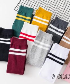 ストール | レディース 2本ライン 通学 ボーダー 靴下 無地 ロングソックス 靴下 綿 ハイソックス