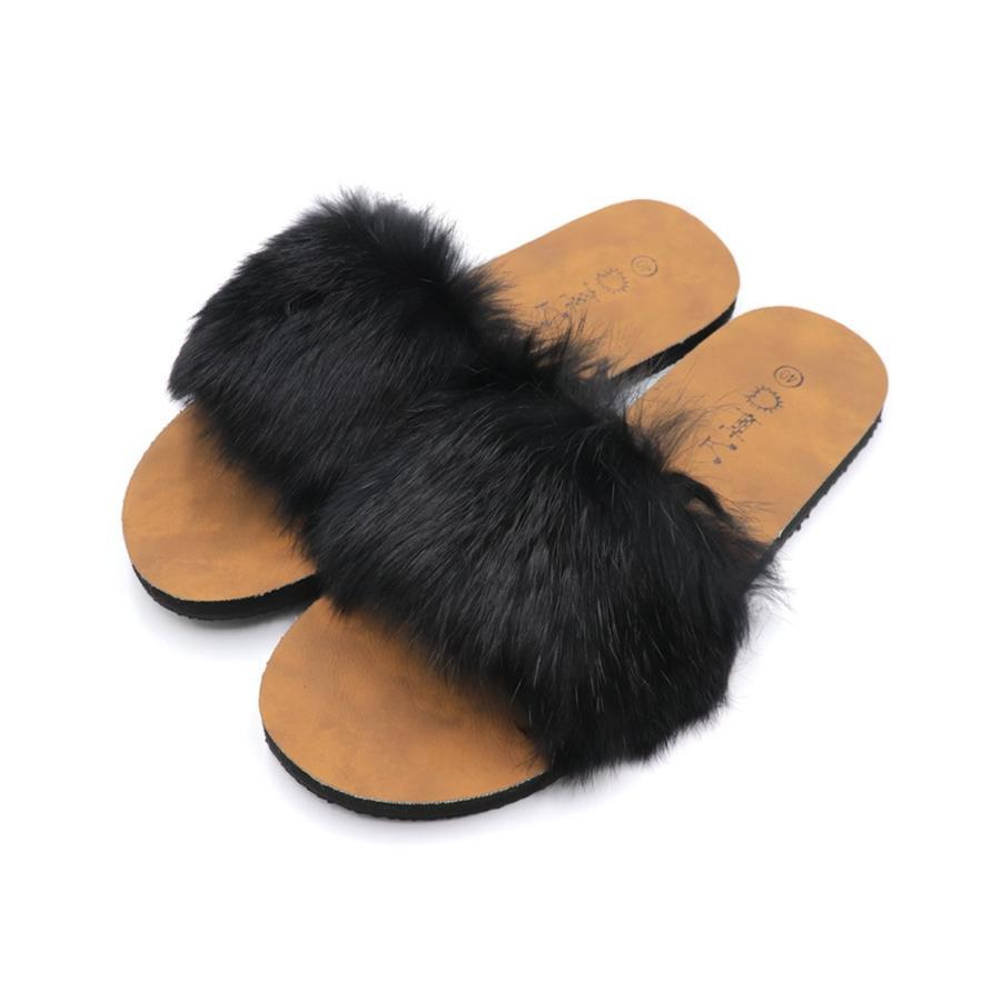 サンダル | ファーレディースミュール ぺたんこ スリッパ 韓国