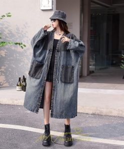 オーバーオール サロペット | デニム コート レディース ロングコート アウター 春夏 20代 30代 40代 フード付き カジュアル スプリングコート 通勤 大きいサイズ 大きいサイズ