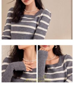 ニット・セーター | 長袖 ニット セーター Tシャツ レディース トップス 秋新作 ママ 人気 秋コーデ 激安 ボーダー柄 オシャレ 韓国風 可愛い キレイめ エレガント 上品 2022新作