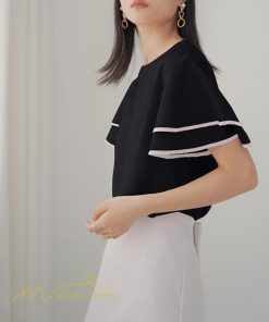 ｔシャツ・カットソー | トップス Ｔシャツ レディース 半袖 クルーネック ゆったり おしゃれ ブラウス 着痩せ 春 夏 秋 新作 L M 可愛い スカラップ袖 カジュアルTシャツ 無地