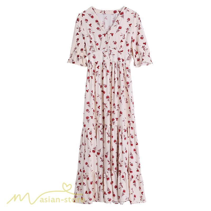 マキシ | ロングワンピース レディース カジュアル 半袖 ロング丈 ワンピース 着痩せ サマーワンピース おしゃれ カジュアル 上品 きれいめ 花柄 40代 20代 夏服 30代