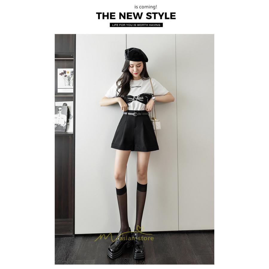 ショートパンツ | パンツ 無地 ベルト 美脚 カジュアル シンプル レディース 春 夏 ベルト付ボトムス お出かけ 日常 ズボン ゆったり 短パン