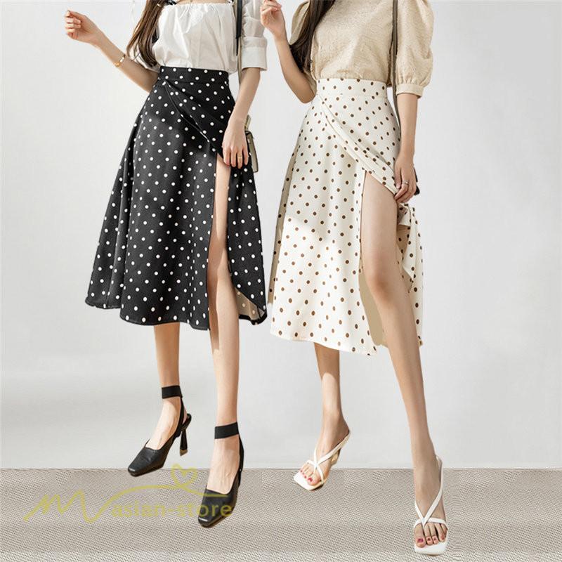 スカート | ロング 水玉 春夏 Aラインエレガント レディース 40代 ハイウェストボトムス 大人 通勤OL 体型カバー 20代 オシャレ30代 50代