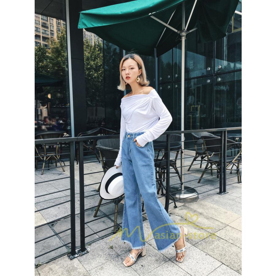 在庫ある | 短納期デニムワイドパンツ レディースボトムスジーンズ 九分丈パンツ デニムボトムス デニムパンツ 春夏秋 薄手 ゆったり 通学通勤 着痩せ ハイウエスト OL 無地