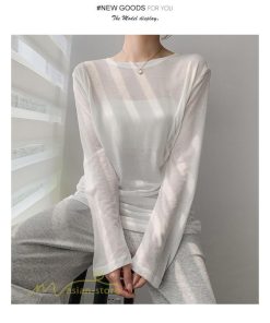 tシャツ・カットソー | Tシャツ Tシャツ レディース 無地 長袖 トップス カジュアルTシャツ おしゃれ クルーネック 秋服 夏秋 インナー 日常感 大きいサイズ 薄手 タック ゆったり 上品