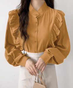 シャツ・ブラウス | ブラウス レディース きれいめ 40代 春秋 上品 無地 ブラウス 長袖 ゆったり オシャレ 韓国風 通勤 大人 着痩せ 50代 バルーンスリーブ 30代 韓国ファッション