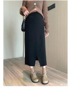 スカート | レディース マタニティウェア ロング丈 秋 冬 2022新作 妊婦服 裾口スリット 体型カバー ママ 産前 産後 ウエスト調整 マタニティきれいめ