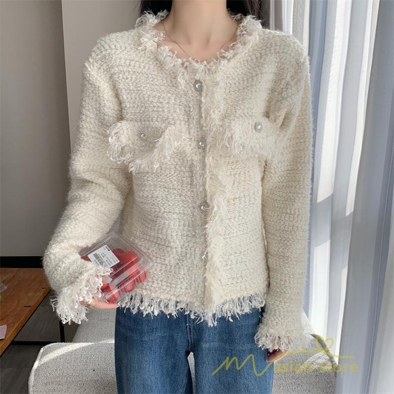 カーディガン | 2022秋冬ニットショート丈 アウター レディース ニットニット セーター 長袖 羽織り フロントボタン トップス 通学通勤 20代40代