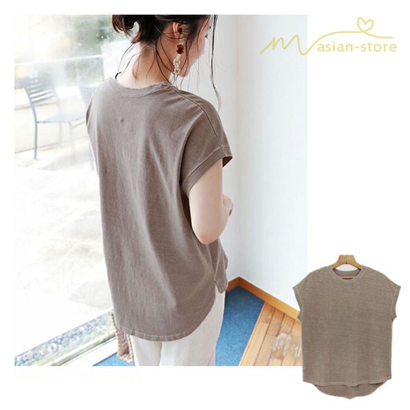 tシャツ・カットソー | Tシャツ Tシャツ レディース トップス ピグメント加工 フレンチスリーブ Tシャツ カットソー スリット 半袖 カジュアル 女性着 無地 普段 トップス シンプル