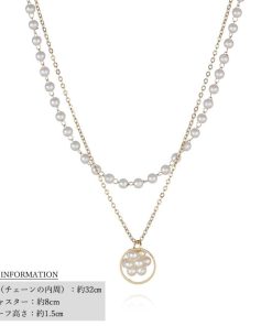 ネックレス | 2連 チョーカーレディース ショート チェーンフェイクパールアクセサリー おしゃれ ゴールド