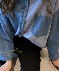 シャツ・ブラウス | シャツ レディース デニムシャツ シャツブラウス 秋コーデ 長袖 デニム 切り替え きれいめ ストライプ カジュアル 上品 2XL 秋 大きいサイズ 春 ライトアウター