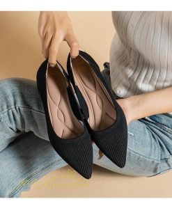 パンプス | ニット26.5cm 大きいサイズレディース 靴 9カラー リブニット 無地 柔らか 歩きやすい スリッポン 履きやすい 痛くない 走れる