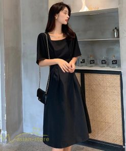 ミディアム | ワンピース レディース 春 夏 半袖 サマーワンピース 着痩せ 無地 カジュアル 大きいサイズ 上品 Aラインワンピース 大人 韓国風 通学 シフォン お出かけ 通勤