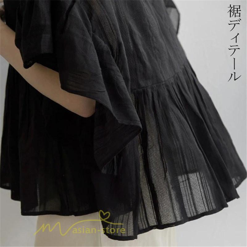 シャツ・ブラウス | シャツ ブラウス レディース きれいめ 春秋 40代 30代 韓国風 フレア 通勤 女性 服装 スーツ 大人 無地 着痩せ オフィスカジュアル 半袖ブラウス 上品 春夏