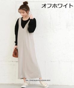 マキシ | ワンピース レディース ロングワンピース ノースリーブ 無地 ゆったり Vネック  スリット カジュアル レトロ風 キレイめ 40代 30代 20代 50代　 オシャレ