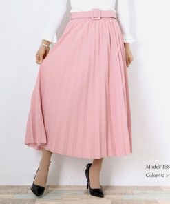 フレアスカート | レディース プリーツスカート 大人 ロング フレアスカート ミモレ丈スカート ベルト付き
