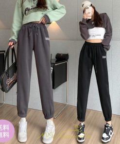 チノ・テーパード・ジョガー・スキニーパン | スウェットパンツ レディース ロングパンツ 長ズボン ボトムス ジョガーパンツ ウエストゴム 10代20代30代40代 部屋着 ルームウエア 刺繍 スウェット