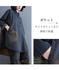 シャツ・ブラウス | デニムシャツワンピ ワンピース ロング 長袖 デニム 送料無料 大きいサイズ マタニティ 体型カバー 春 夏 秋 冬 50代 20代 30代 40代 おしゃれ