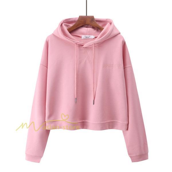 パーカー | 秋新作 長袖フード付き 秋冬 コーデ 薄手 ショート丈 6色 刺繍 シンプル 人気 おしゃれ スウェット プルオーバー 上品 トレーナー 秋物