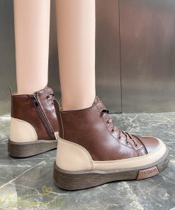 ショートブーツ | レディース ブーティー 太ヒール ブーツ ショートヒール カジュアル レースアップ 厚底 歩きやすい 厚底ブーツ コスプレ靴 編み上げブーツ